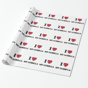 Papier Cadeau J'aime mon gorille