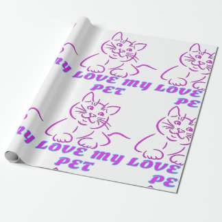 PAPIER CADEAU J'AIME MON PETIT CHAT ROSE