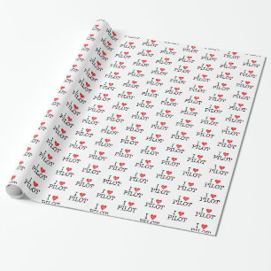 Papier Cadeau J'aime mon pilote