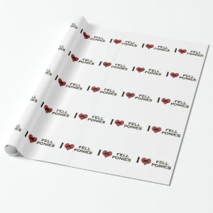Papier Cadeau J'aime suis tombé des poneys :  "Je coeur suis