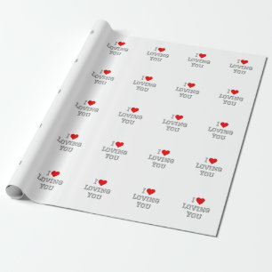 Papier Cadeau J'aime t'aimer Typographie romantique de la Saint-