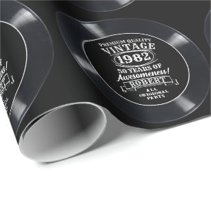 Papier Cadeau Jalon vintage du record de vinyle Customisé Annive