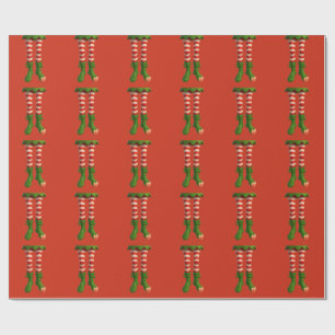 Papier Cadeau Jambes d'elfe drôles Pôle Nord Noël Méfait