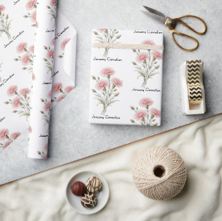 Papier Cadeau January Carnation Flowers 