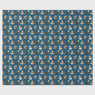 Papier Cadeau Japanese Halloween Kitsune Pumpkin Yokai Pattern