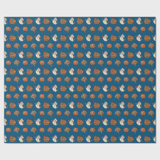 Papier Cadeau Japanese Halloween Kitsune Pumpkin Yokai Pattern
