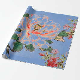 Papier Cadeau JAPONAIS IMPRIMER COLLAGE BLEU Wrapper Papier