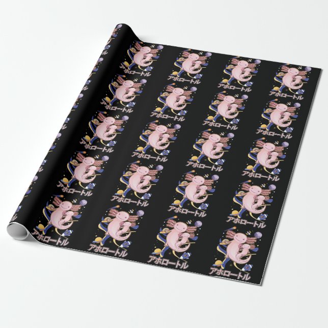 Papier Cadeau Japonais mignon Axolotl Famille Galaxy Anime (Déroulé)