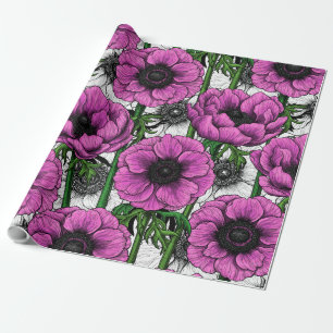 Papier Cadeau Jardin d'anémone rose