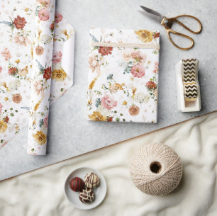 Papier Cadeau Jardin de fleurs Bohème Rustique