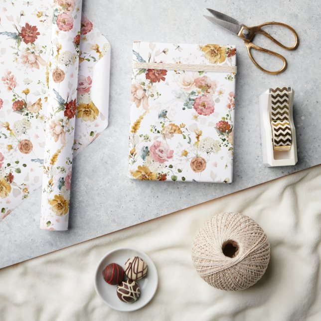 Papier Cadeau Jardin de fleurs bohème rustique (Artisanat)