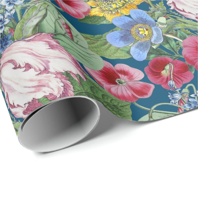 Papier Cadeau Jardin de fleurs de tulipes de printemps (Coin rond)