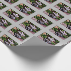 Papier Cadeau Jardin de fleurs mignonnes Grenouille Motif nature