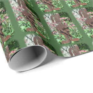 Papier Cadeau Jardin de fleurs rouillées Lapin Nature Florale