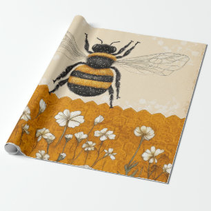 Papier Cadeau Jardin de fleurs sauvages à abeilles mellifères vi