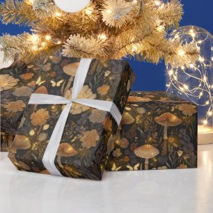 Papier Cadeau Jardin de nuit enchanté champignon papillon lumine