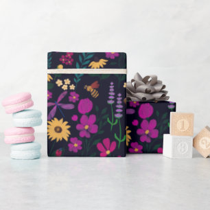 Papier Cadeau Jardin de nuit Floral Botanique