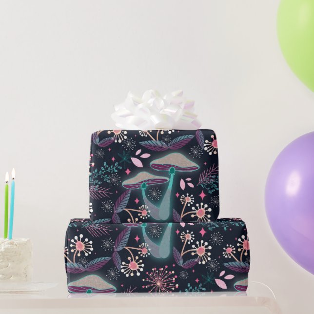 Papier Cadeau Jardin des champignons de nuit (Cadeaux de fête)