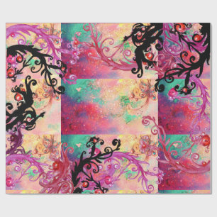 PAPIER CADEAU JARDIN DES OMBRES PERDUES, BAIES MAGIQUES EN ROSE