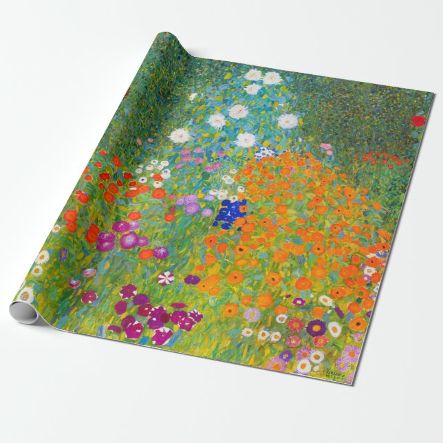 Papier Cadeau Jardin fleuri Gustav Klimt Bauerngarten Art (Déroulé)