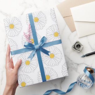 Papier Cadeau Jardin Floral Fleur Jaune Blanc