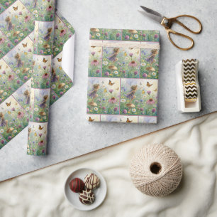 Papier Cadeau Jardin lutin avec papillons