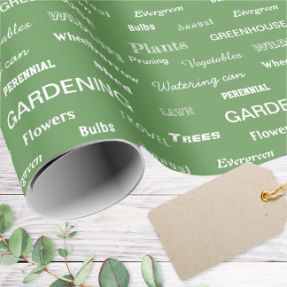 Papier Cadeau Jardin Mots Amoureux de les jardins Vert moderne c