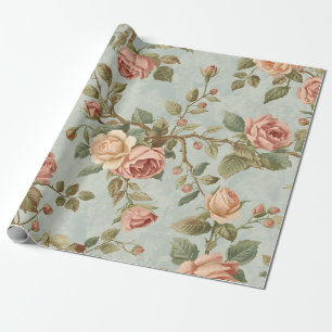 Papier Cadeau Jardin Romantique de Roses Anciennes