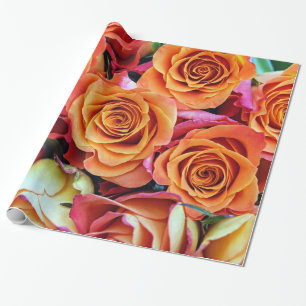 Papier Cadeau Jardin Rose Abstrait Élégant Floral