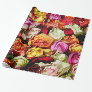 Papier Cadeau Jardin Rose Abstrait Élégant Floral