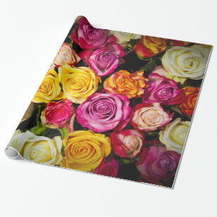 Papier Cadeau Jardin Rose Abstrait Élégant Floral