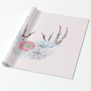 Papier Cadeau Jardin rose de Succulent de fleurs d'andouillers