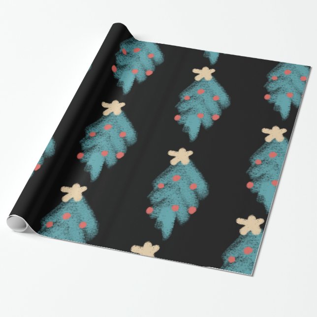 Papier Cadeau Jardins de Noël Doodles (Déroulé)