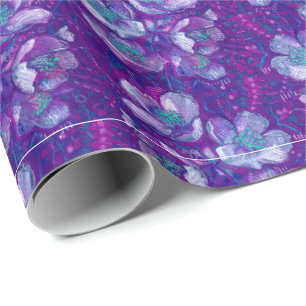 Papier Cadeau Jasmin Fleurit Vintage Fleur Motif Floral Violet