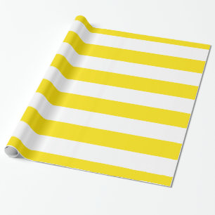 Papier Cadeau Jaune, Blanc XL Motif Rayures