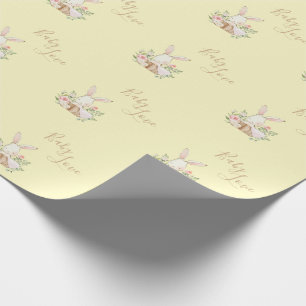 Papier Cadeau Jaune Brown Script joli Baby shower enveloppé
