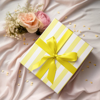 Papier Cadeau Jaune clair et rayures blanches