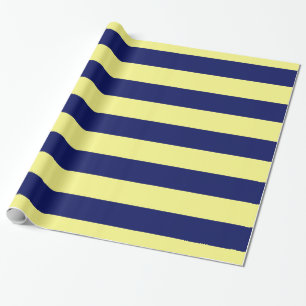 Papier Cadeau Jaune clair, motif à rayures bleu marine XL