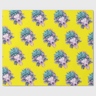 Papier Cadeau Jaune de décomposition pastel succulent