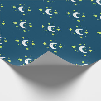 Papier Cadeau Jaune de lune et d'étoiles sur le papier