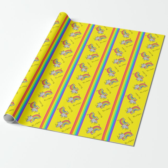 Papier Cadeau Jaune de papier d'emballage d'arc-en-ciel de (Déroulé)