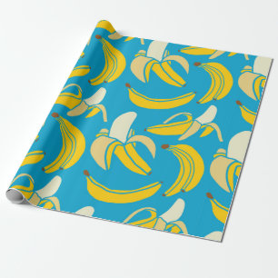 Papier Cadeau jaune frais banane tropicale sans soudure patte