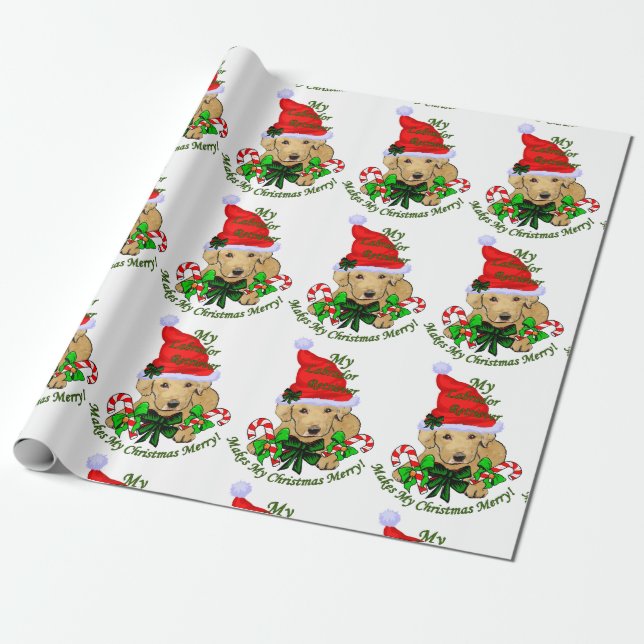 Papier Cadeau Jaune Labrador Retriers Noël (Déroulé)