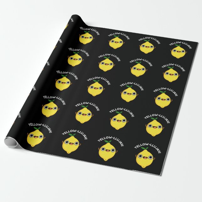 Papier Cadeau Jaune llujah Funny citron pistolet Dark BG (Déroulé)