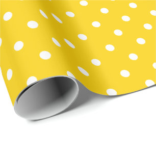 Papier Cadeau Jaune soleil  Papier à enveloppement à points Polk