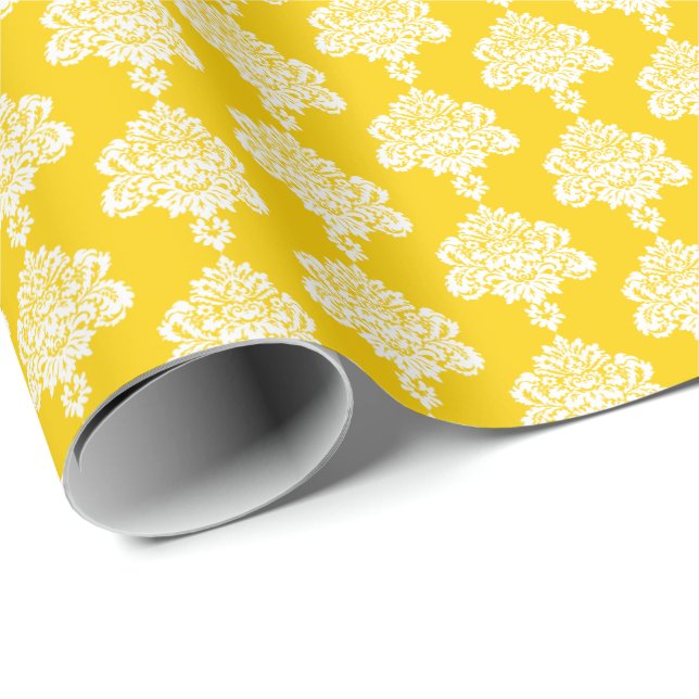 Papier Cadeau Jaune soleil | Papier blanc à enveloppement de Dam (Coin rond)