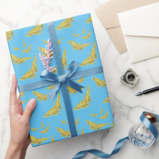 Papier Cadeau Jaune Vieux Monde Swallowtail motif papillon