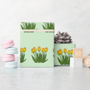 Papier Cadeau Jaunes floraux en fleurs