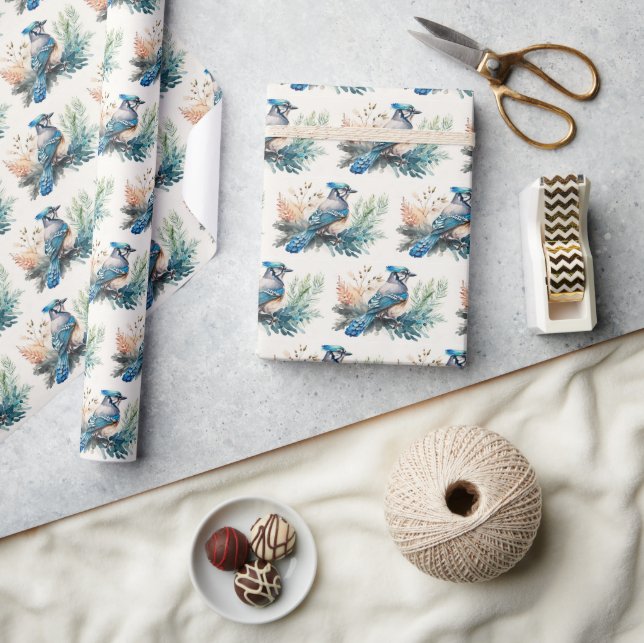 Papier Cadeau Jay bleu Watercolor (Artisanat)