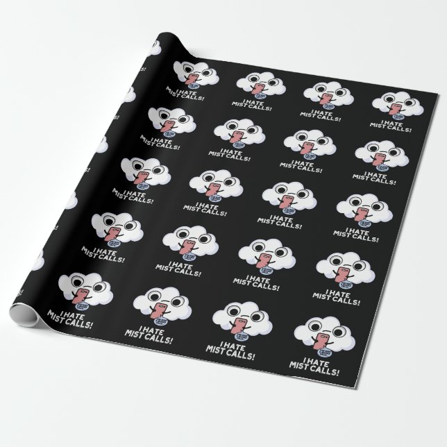Papier Cadeau Je déteste Mist appelle drôle Cloud Pun Dark BG (Déroulé)